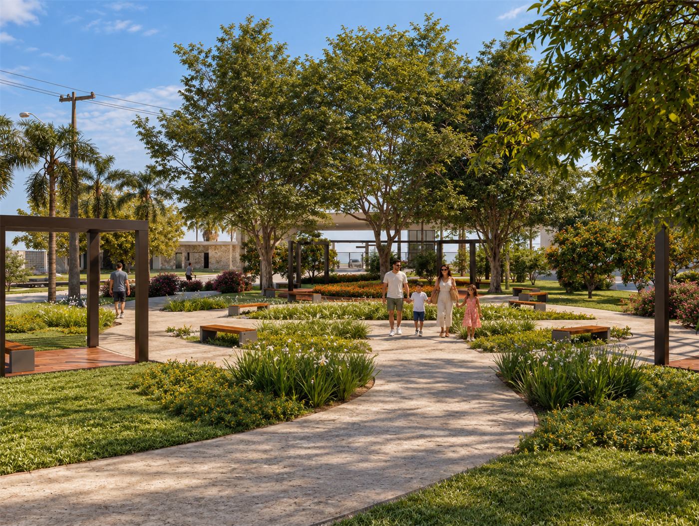 Praça arborizada do Viva Juara
